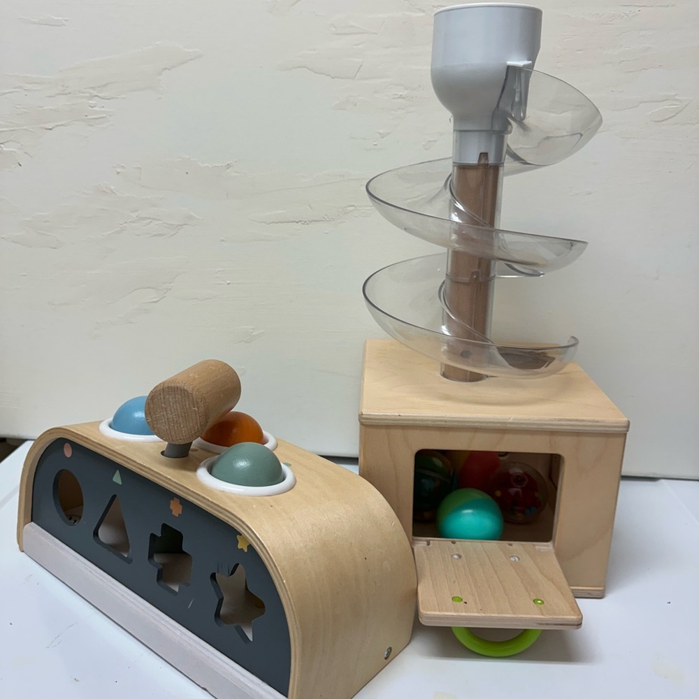 Interactive Lov Wooden ball run and Shape Sorter Set